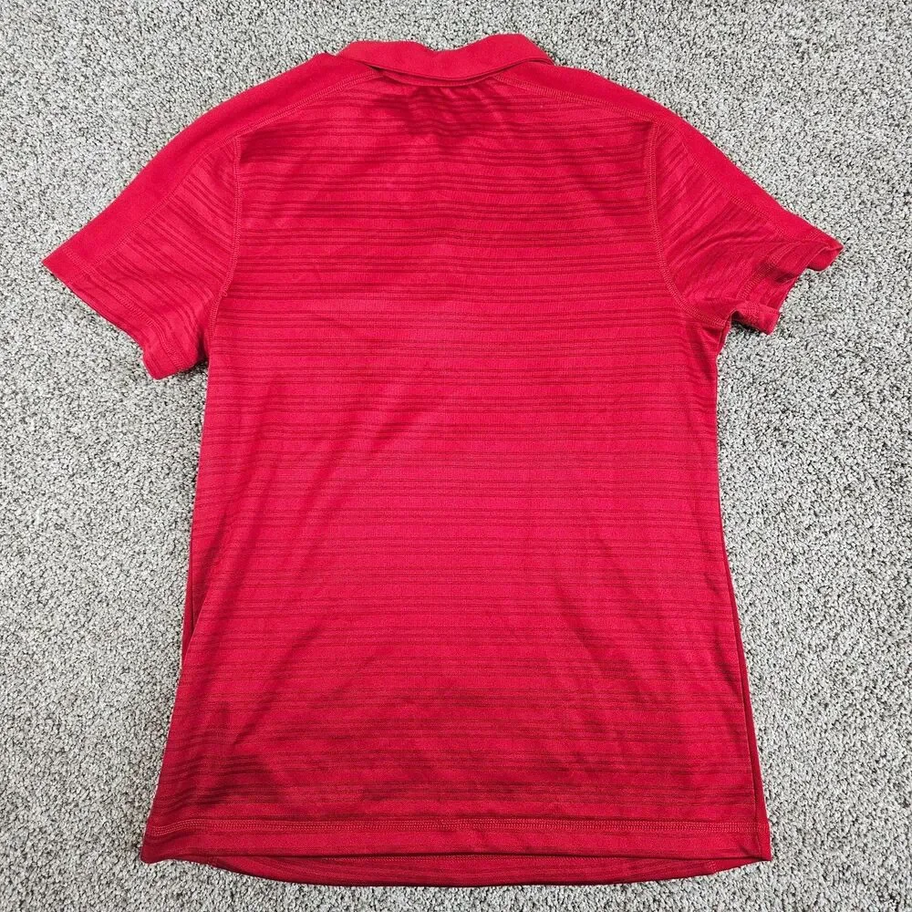 Wisconson Badgers Shirt Men Medium Red Striped Adidas Climalite Logo Performance
